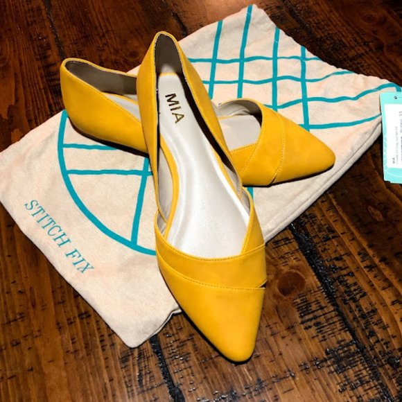 Stitch Fix MIA Estella D'Orsay Overlap Mustard Flat NEW Sie 9.5 - Picture 1 of 4